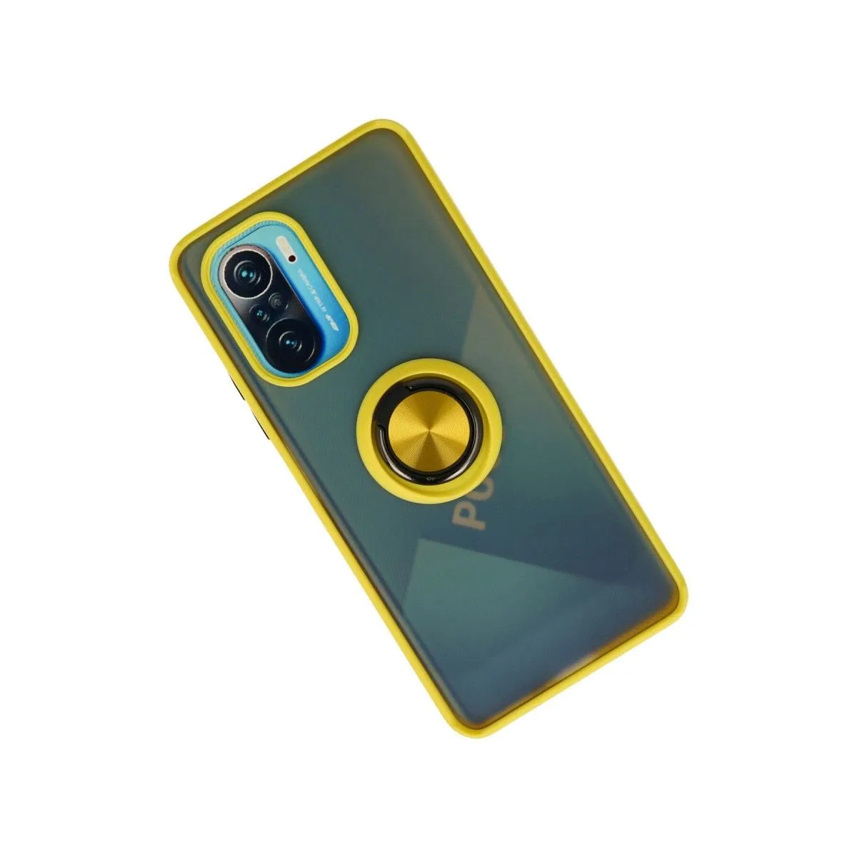 Xiaomi Redmi K40 Kılıf Montreal Yüzüklü Silikon Kapak - Sarı görsel 2