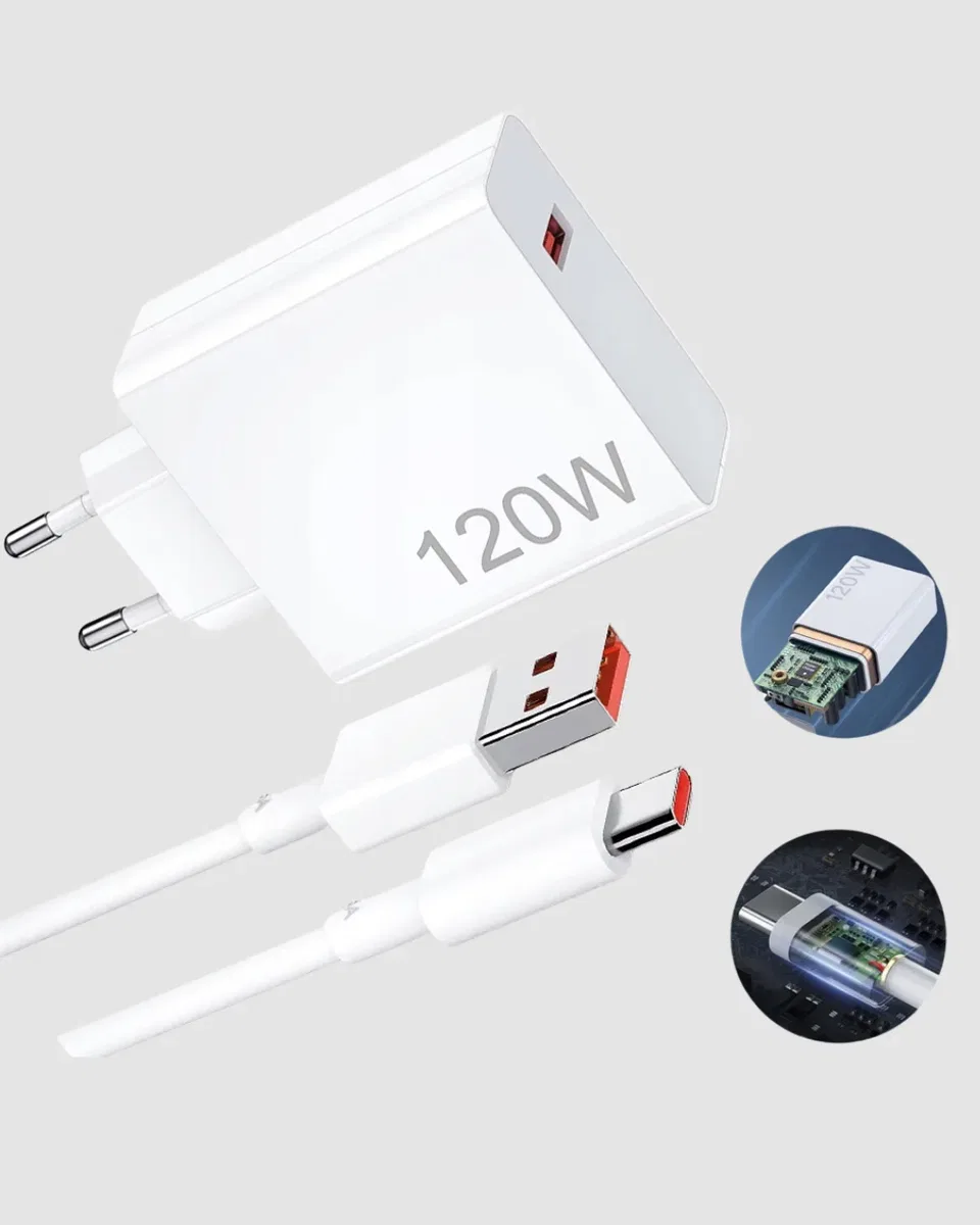 120W Süper Hızlı Şarj Adaptörü – Type-C Kablo Dahil, Yüksek Voltaj Korumalı görsel 5