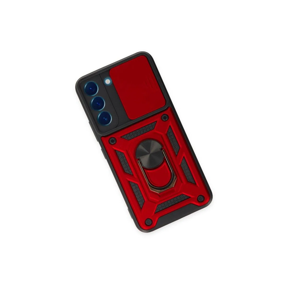 Samsung Galaxy S23 Fe Kılıf Pars Lens Yüzüklü Silikon - Kırmızı görsel 3