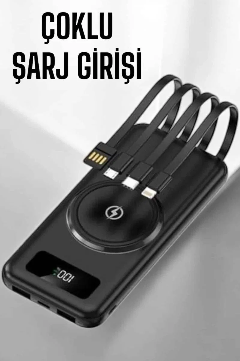 10. 000 Mah Powerbank 4 Portlu Hızlı Şarj Dijital Göstergeli görsel 3