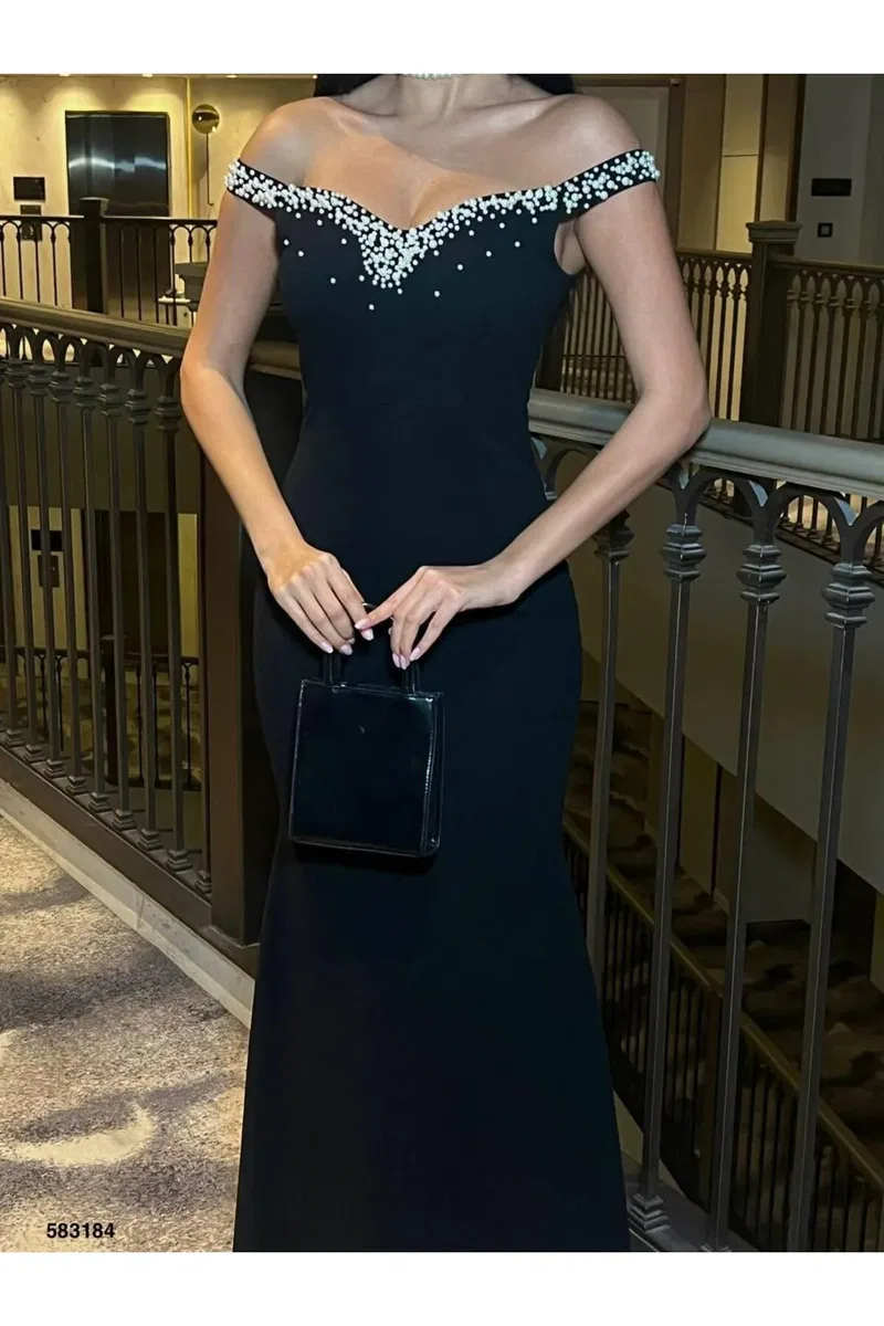 Kadın Modern Stil Mezuniyet Elbisesi Kalp Yaka Askılı Balık Kesim Abiye Elbise görsel 4