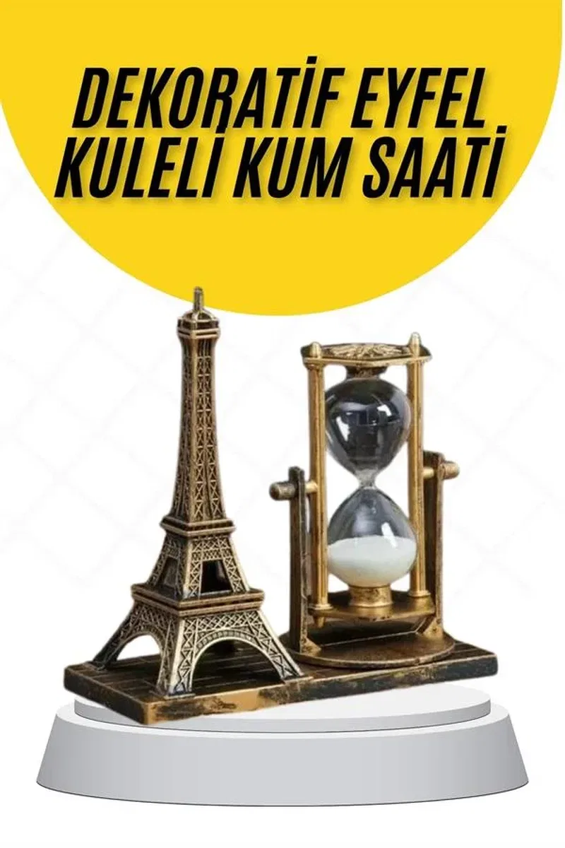 Dekoratif Eyfel Kulesi ve Kum Saati Vintage Tarzı Masa Süsü Biblo görsel 2