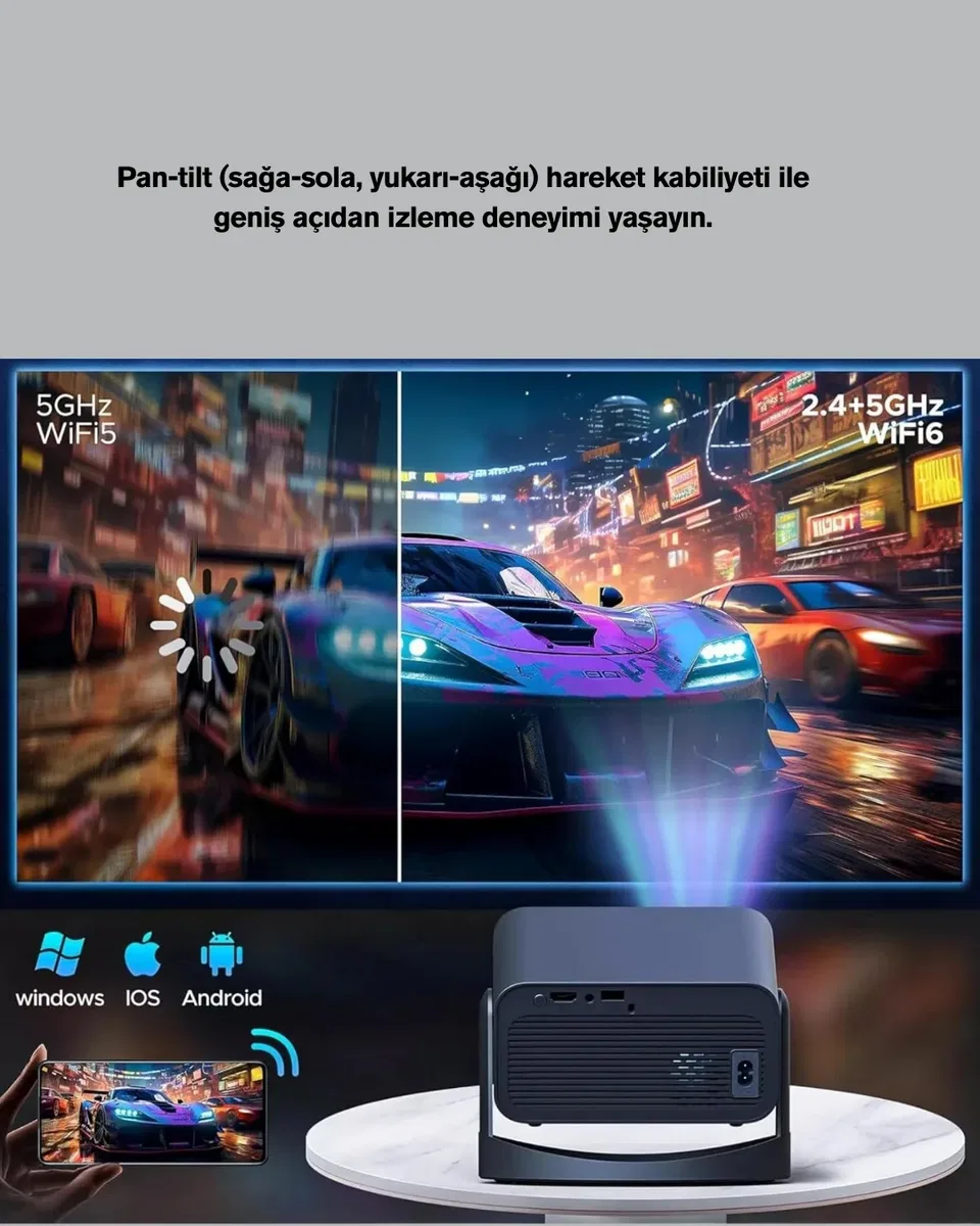 WiFi 6 ve Bluetooth 5 Bağlantılı Taşınabilir Projeksiyon Makinesi görsel 3