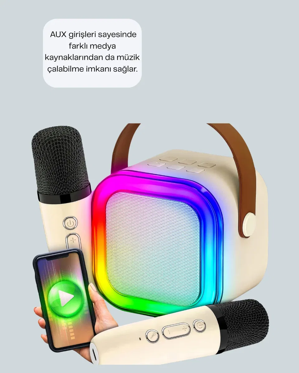 Ses Efektli Mikrofonlu Kablosuz Karaoke Sistemi görsel 3