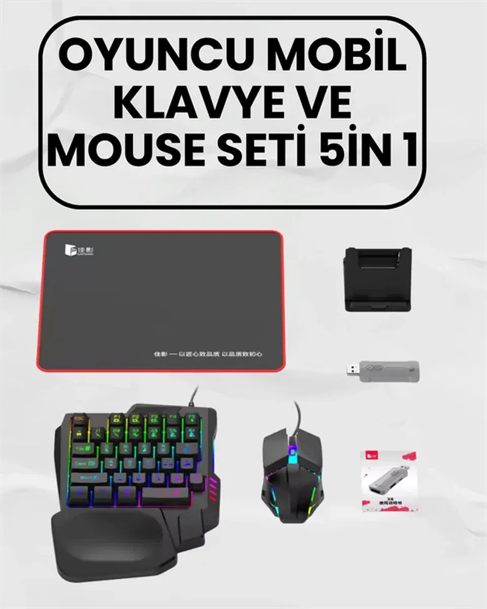 Bluetooth 5. 3 Bağlantılı Mobil Oyun Dönüştürücü Set – Klavye + Mouse + Adaptör