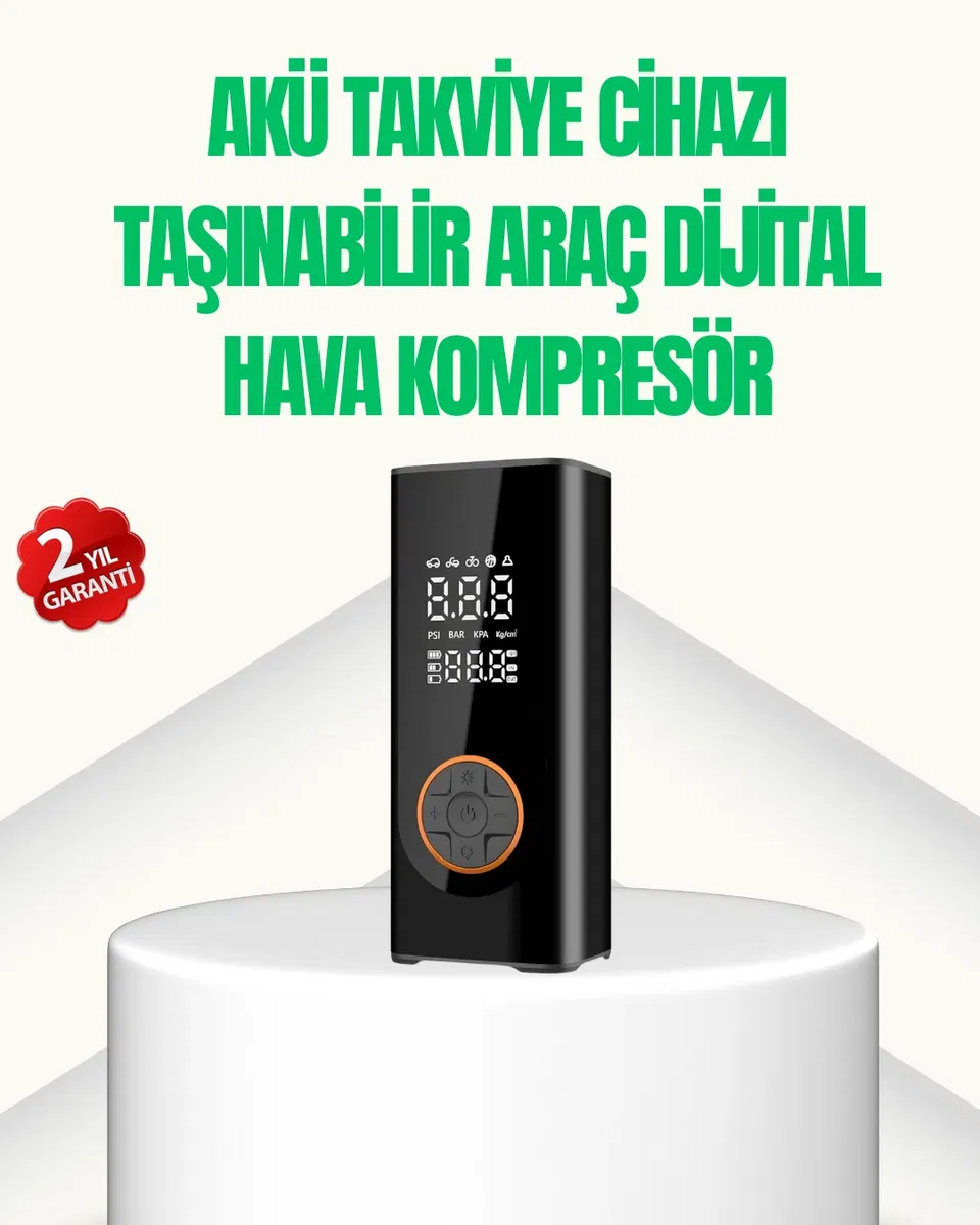 Akü Takviye Cihazı Jump Starter ve Dijital Hava Kompresörü