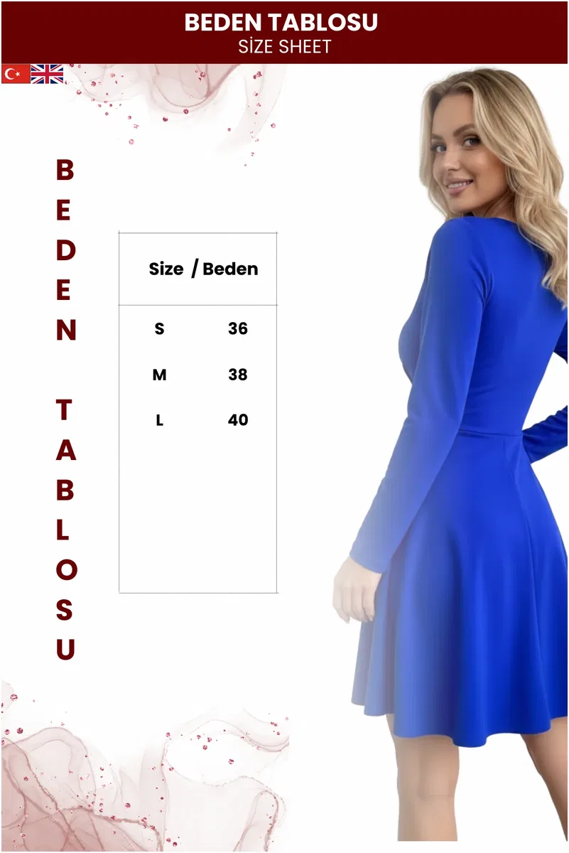 Kadın Uzun Kollu A Kesim Elbise görsel 5