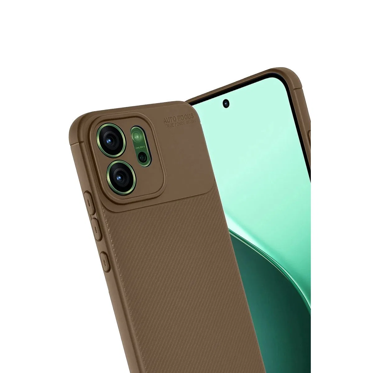 Oppo Reno 14f Auto Focus Karbon Kapak - Kahverengi görsel 3