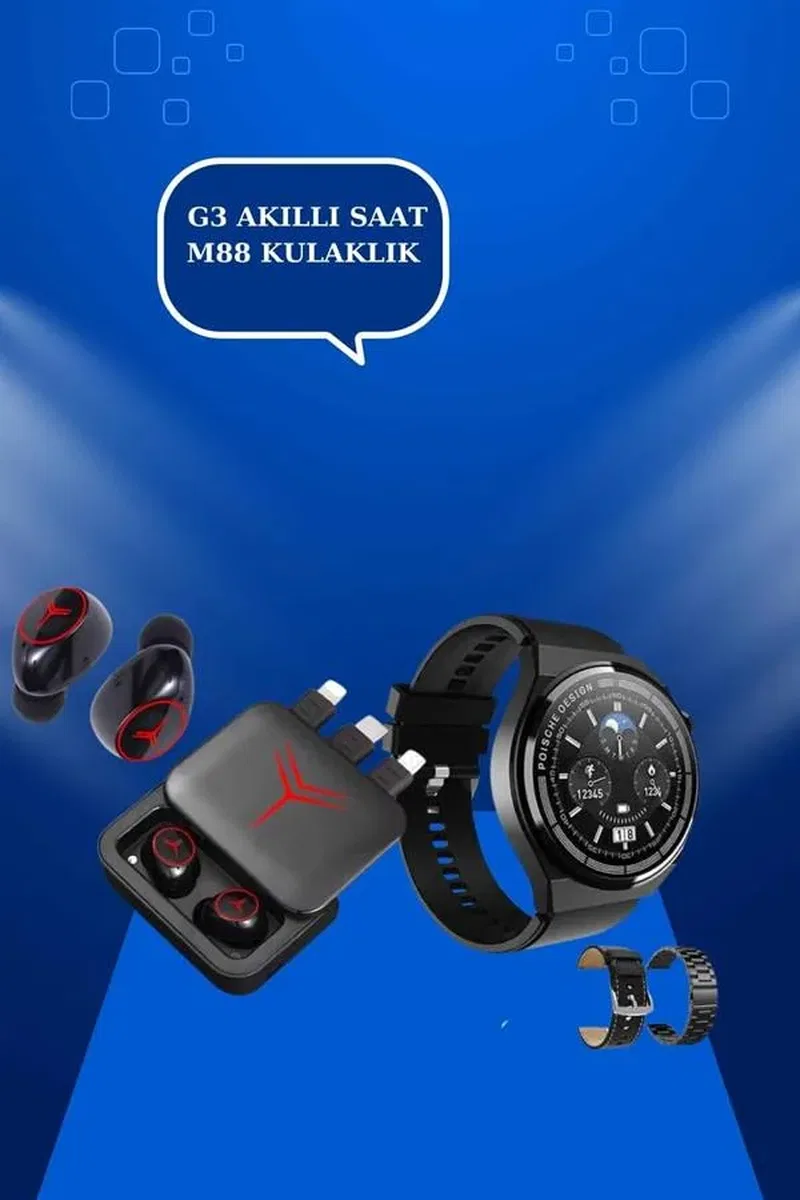 Ucuz Kaliteli Akıllı Saat ve Powerbank Bluetooth Kulaklık 5. 1 Stereo ANC Özelliği görsel 5