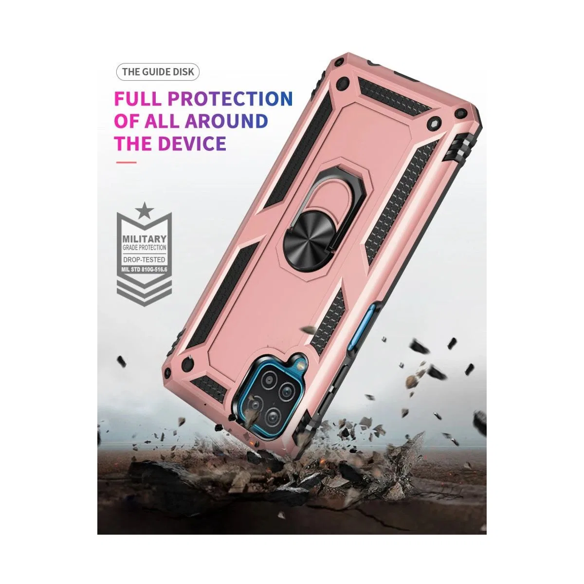 Samsung Galaxy A22 Kılıf Sofya Yüzüklü Silikon Kapak - Rose görsel 7