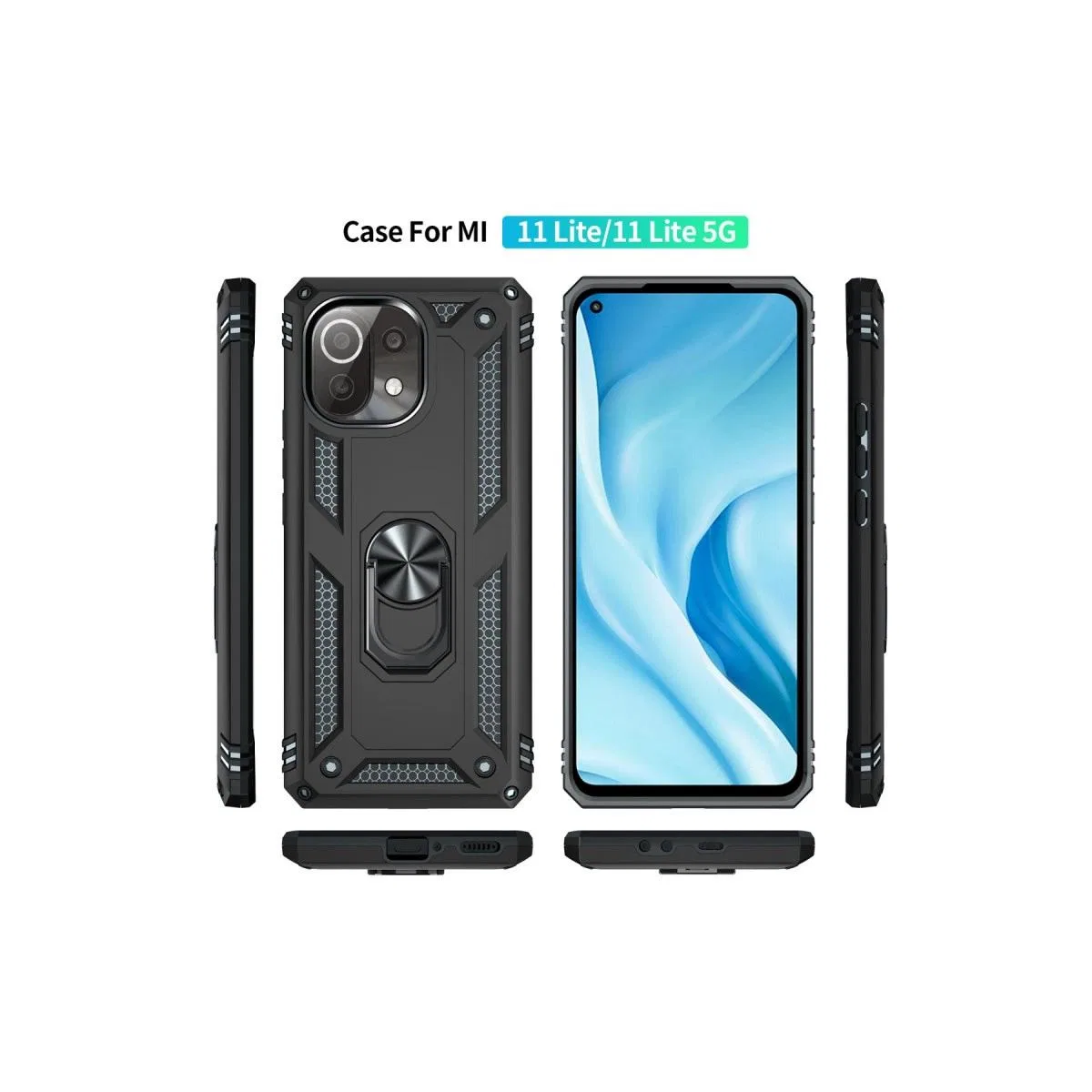 Xiaomi Mi 11 Lite Kılıf Sofya Yüzüklü Silikon Kapak - Siyah görsel 3