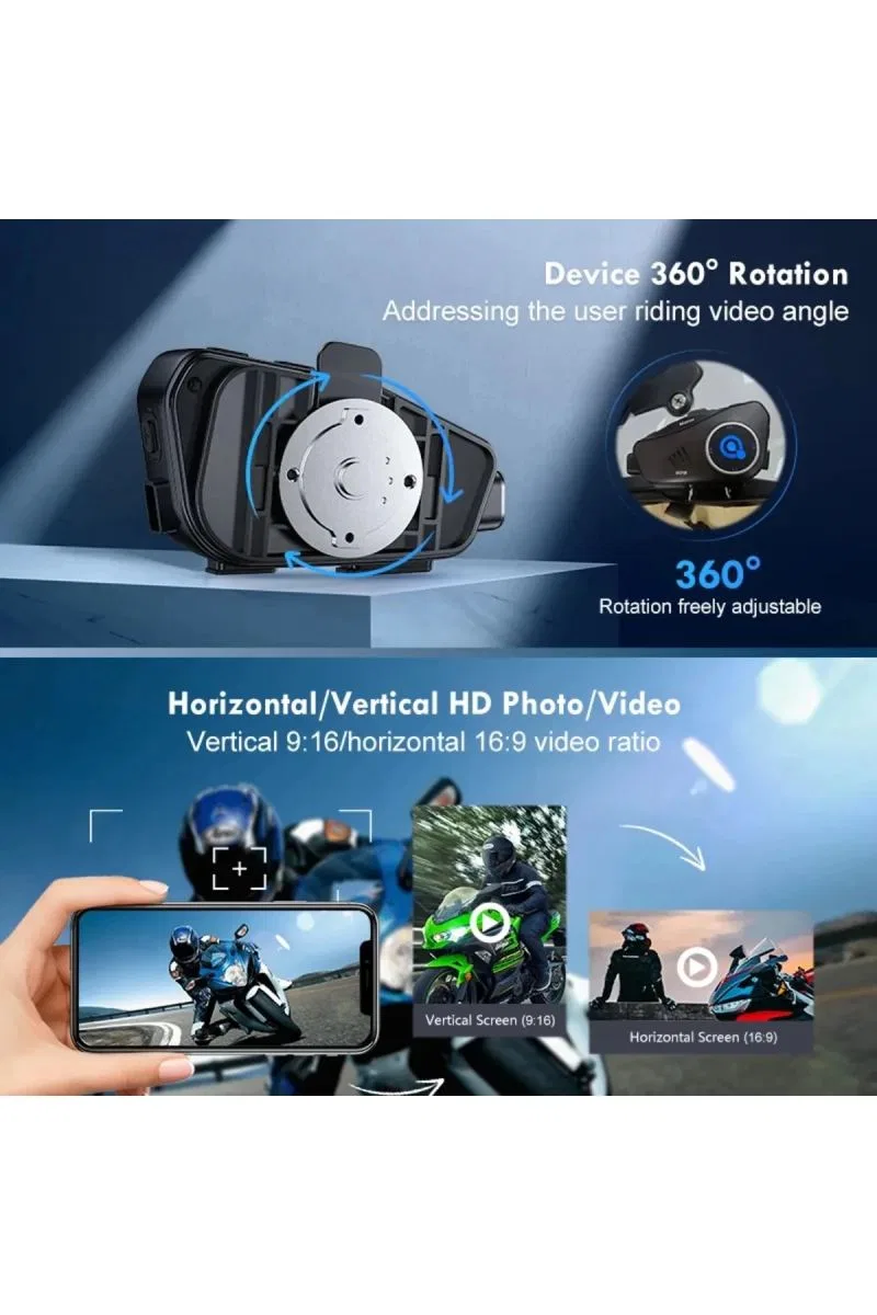 Q28 Motosiklet Kask Bluetooth Kulaklık 1080p Kamera Interkom Kulaklık Su Geçirmez Intercom görsel 2