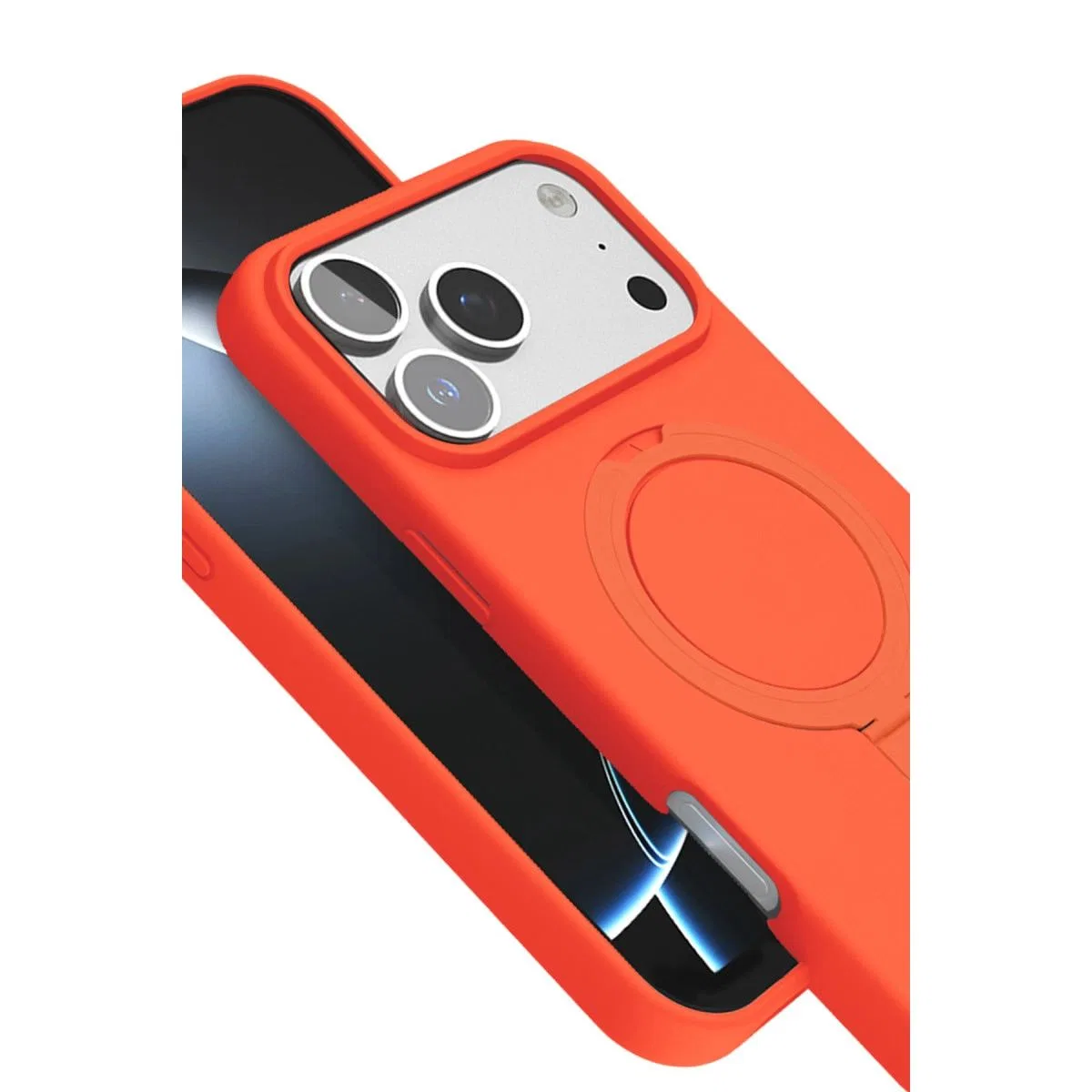 Apple İphone 17 Pro Max Regal Magsafe Standlı Kapak - Turuncu görsel 4
