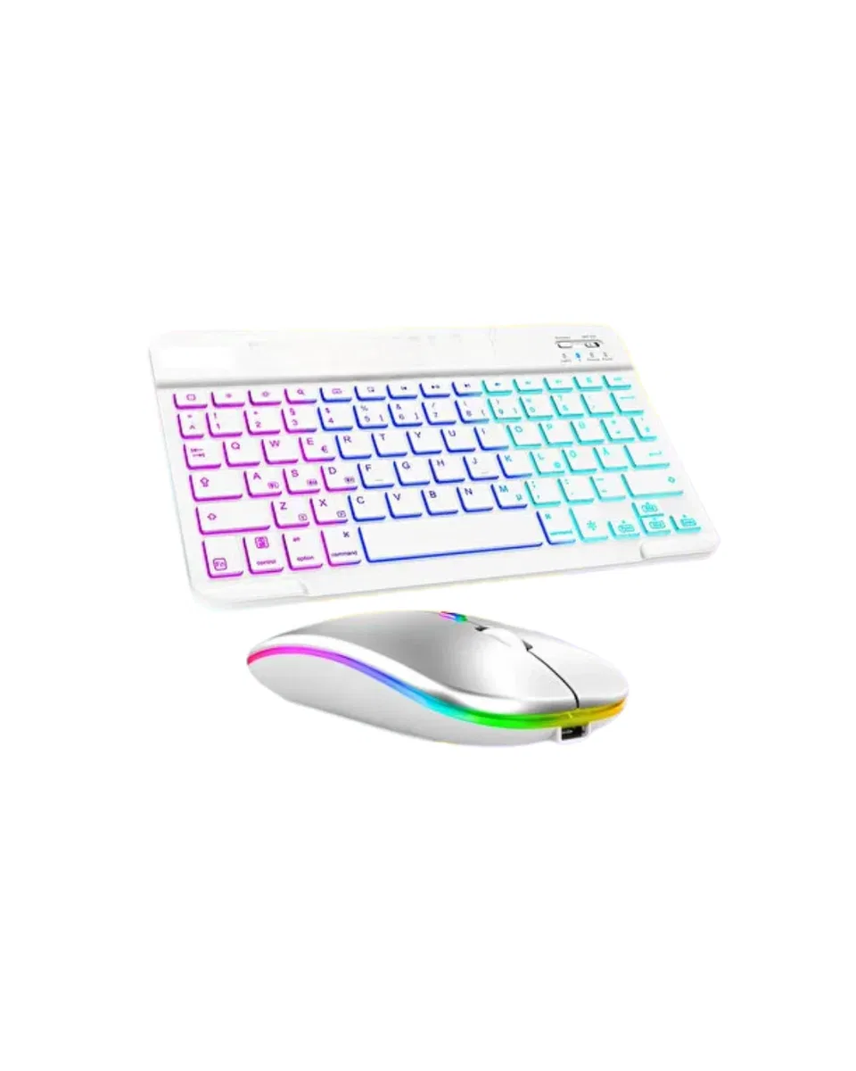 Türkçe Q Aydınlatmalı Klavye Mouse Seti Kablosuz Bluetooth Destekli görsel 5