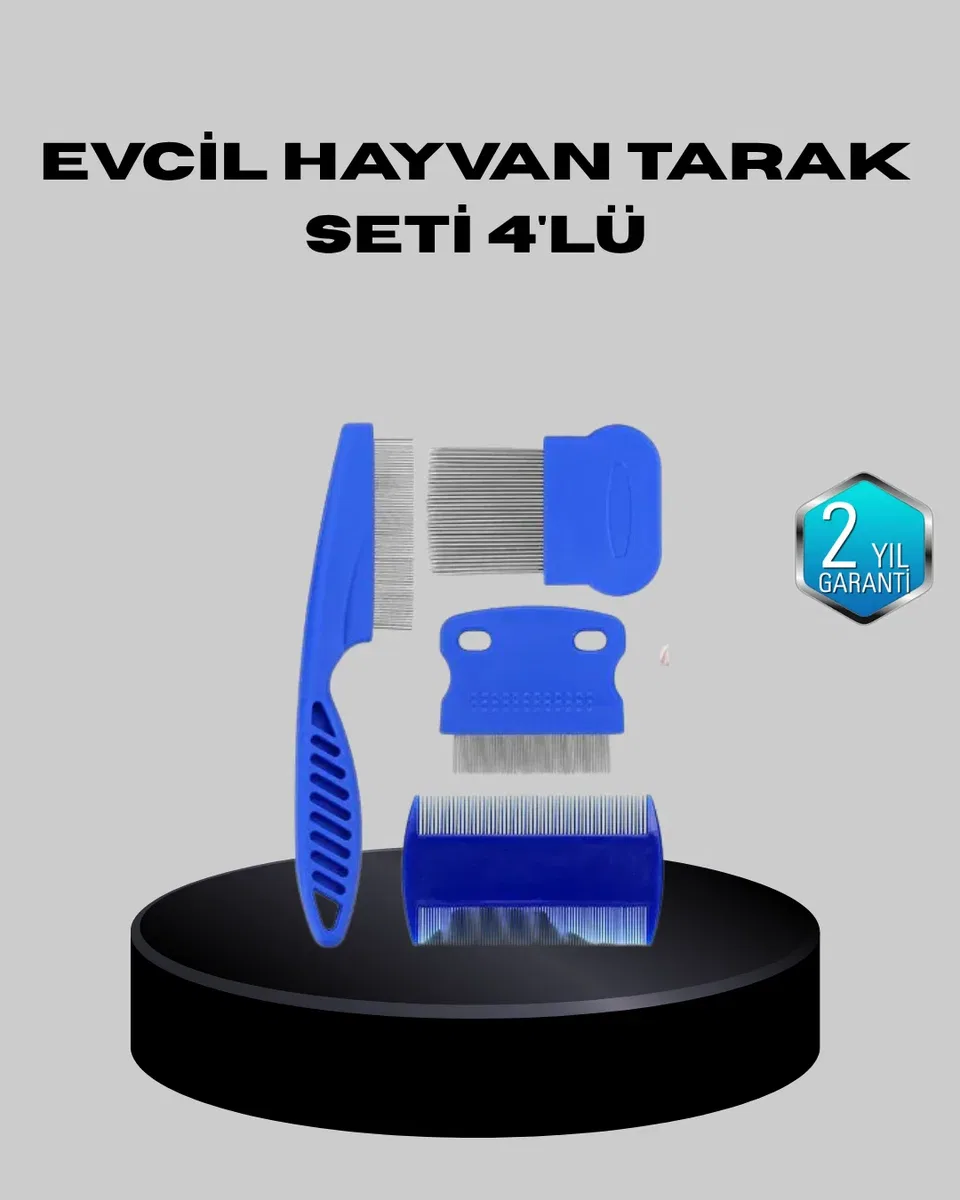 Evcil Hayvan Tüy Bakım Seti – 4’lü Paslanmaz Çelik ve Eco Plastik, Kolay Temizlenebilir ve Dayanıklı