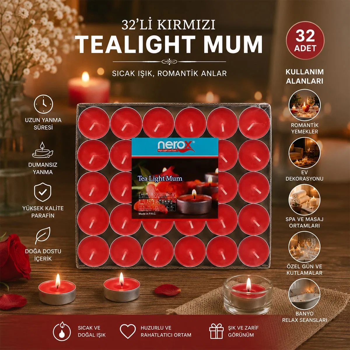 Tealight Yuvarlak Mum 32'li Mix görsel 3