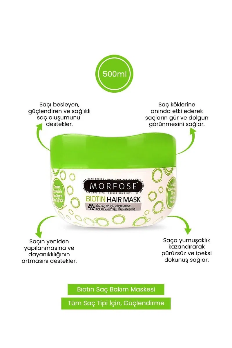 Biotin Saç Maskesi 500 ML - Gür ve Dolgun Saçlar - mrfs görsel 3