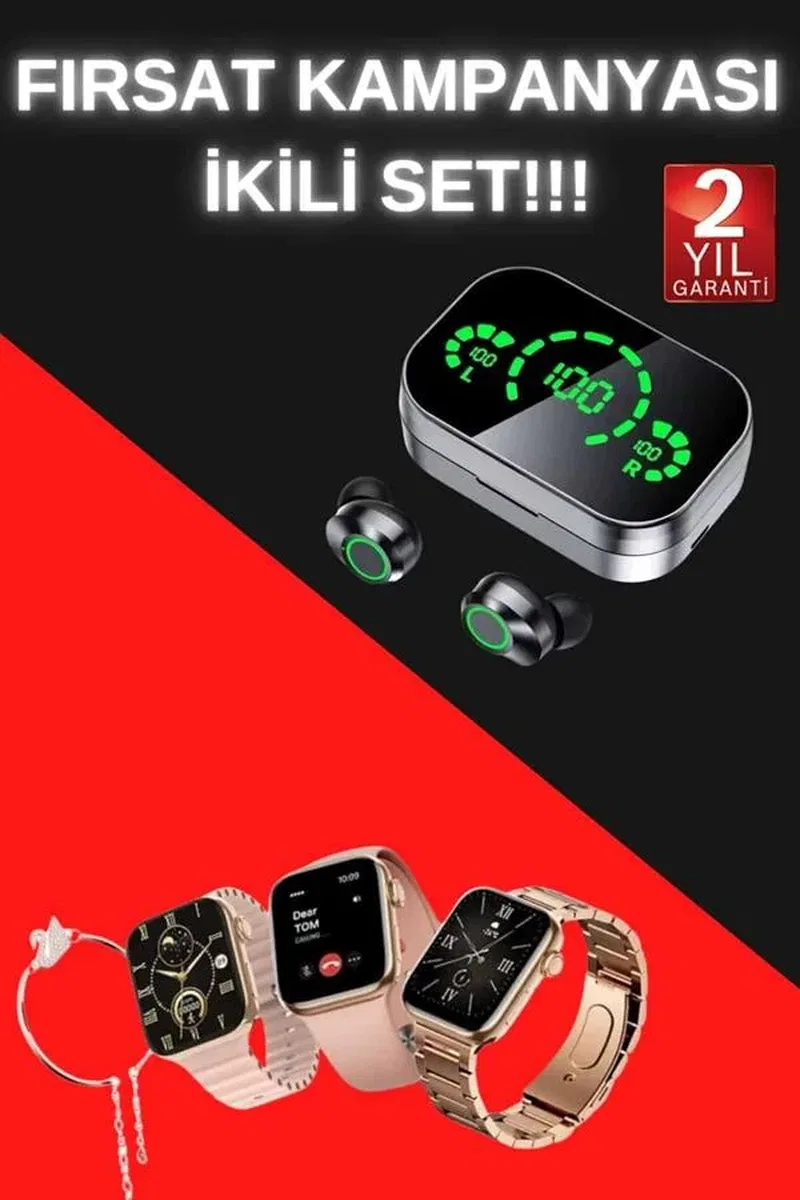 Yeni Nesil Kaliteli Akıllı Saat ve Kablosuz Bluetooth Kulaklık Yüksek Ses Kaliteli Yeni Nesil görsel 2