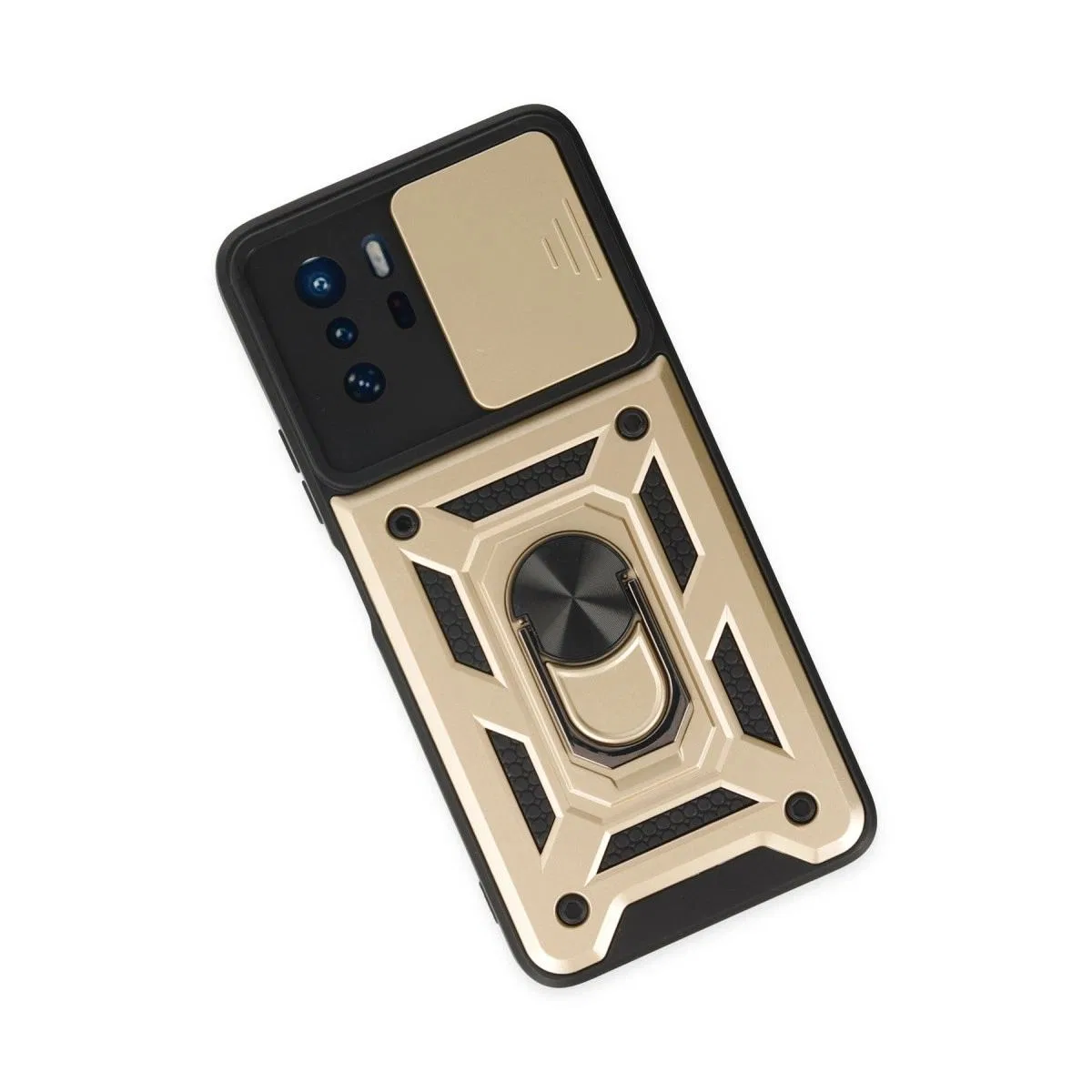 Xiaomi Poco X3 Gt Kılıf Pars Lens Yüzüklü Silikon - Gold görsel 3