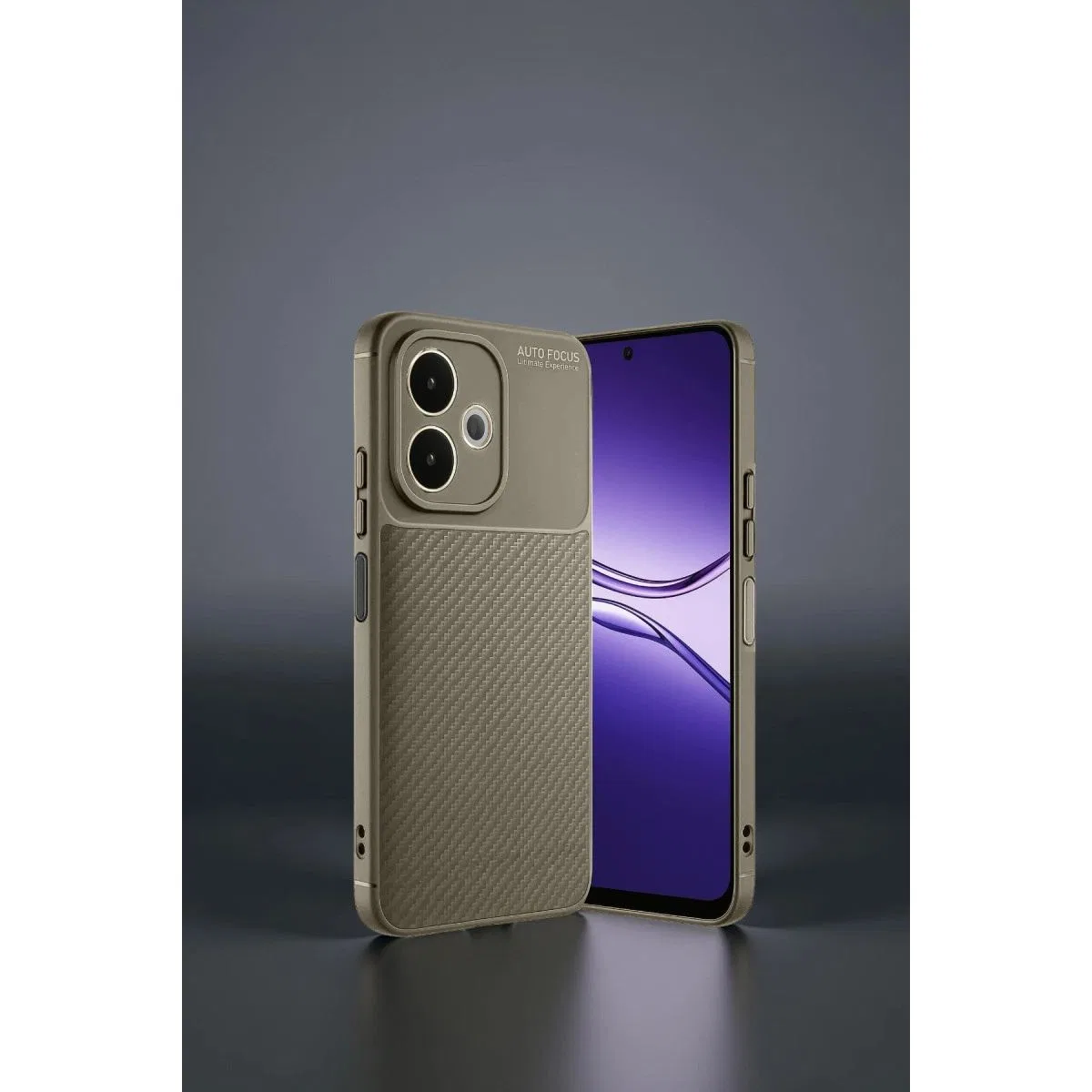 Oppo A5 Pro 4g Kılıf Auto Focus Karbon Kapak - Kahverengi görsel 5