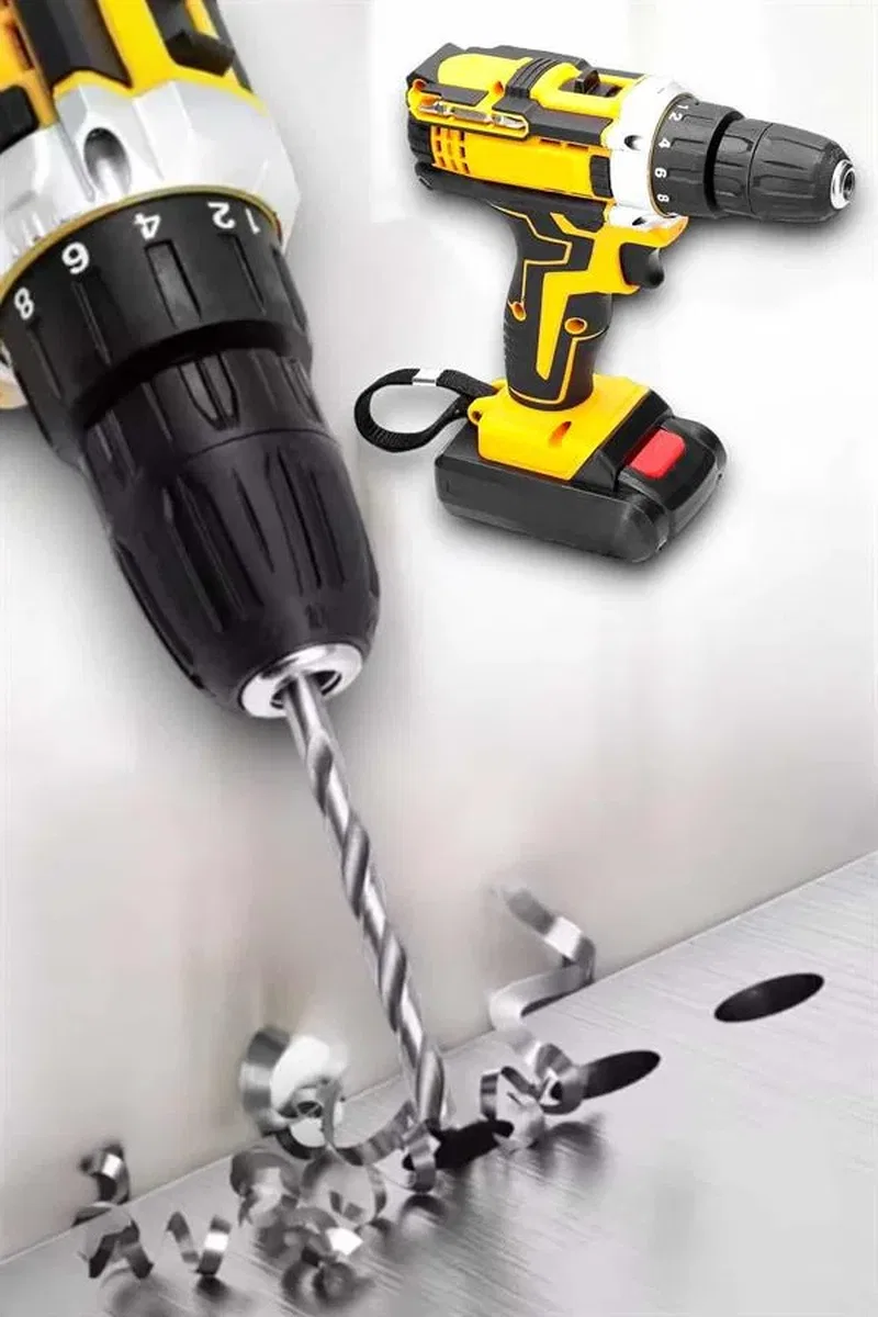 Metal Dişli 24W Akülü Matkap -Çift Bataryalı ve LED Çalışma Işığı ile Tam Set görsel 5