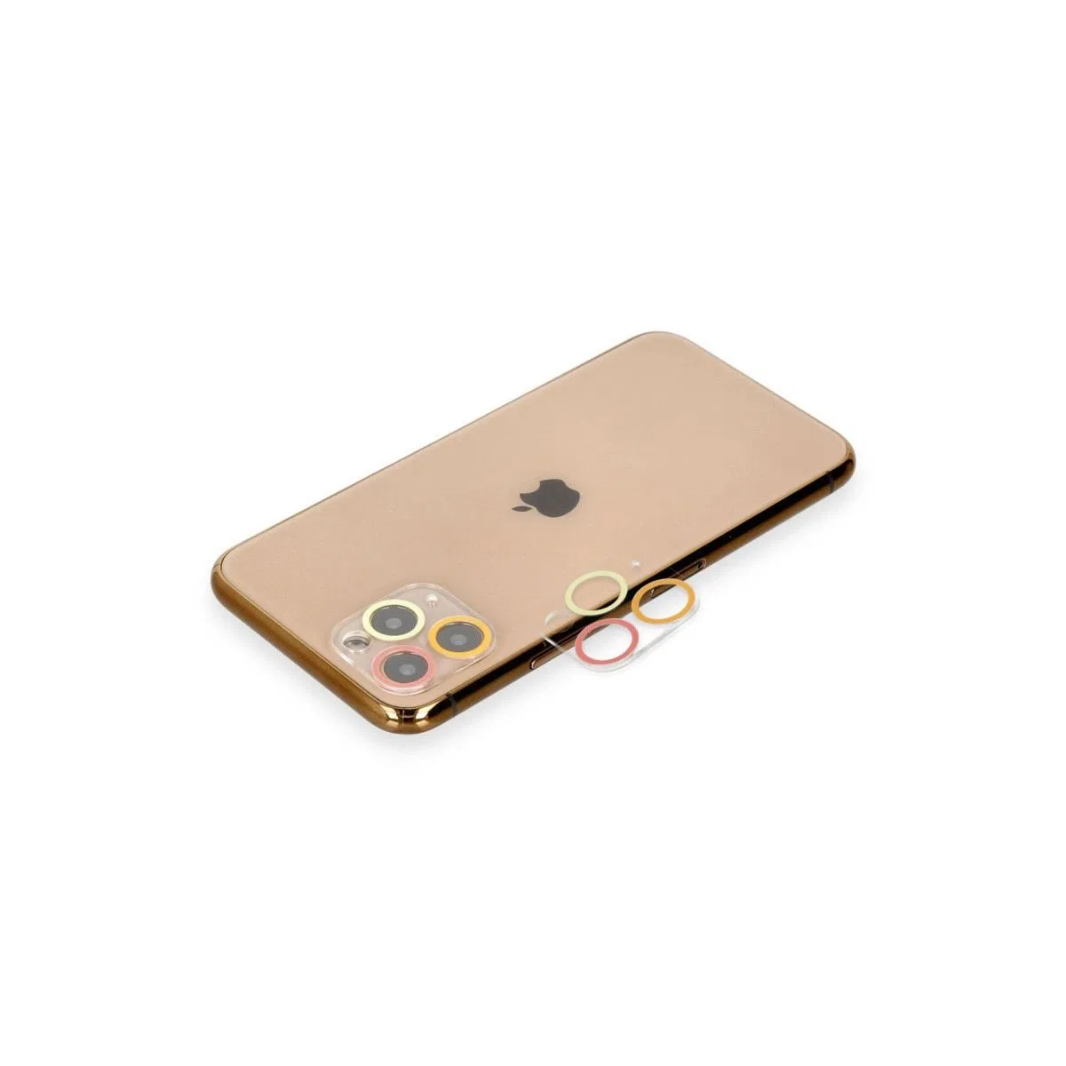 Apple İphone 11 Pro Max Renkli Kamera Lens Koruma Cam - Turuncu-kırmızı