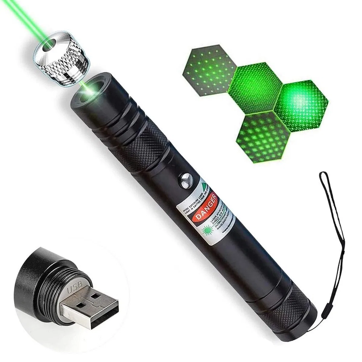 Fithome 100mw Desen Başlıklı Usb Şarjlı Yeşil Lazer Pointer görsel 5