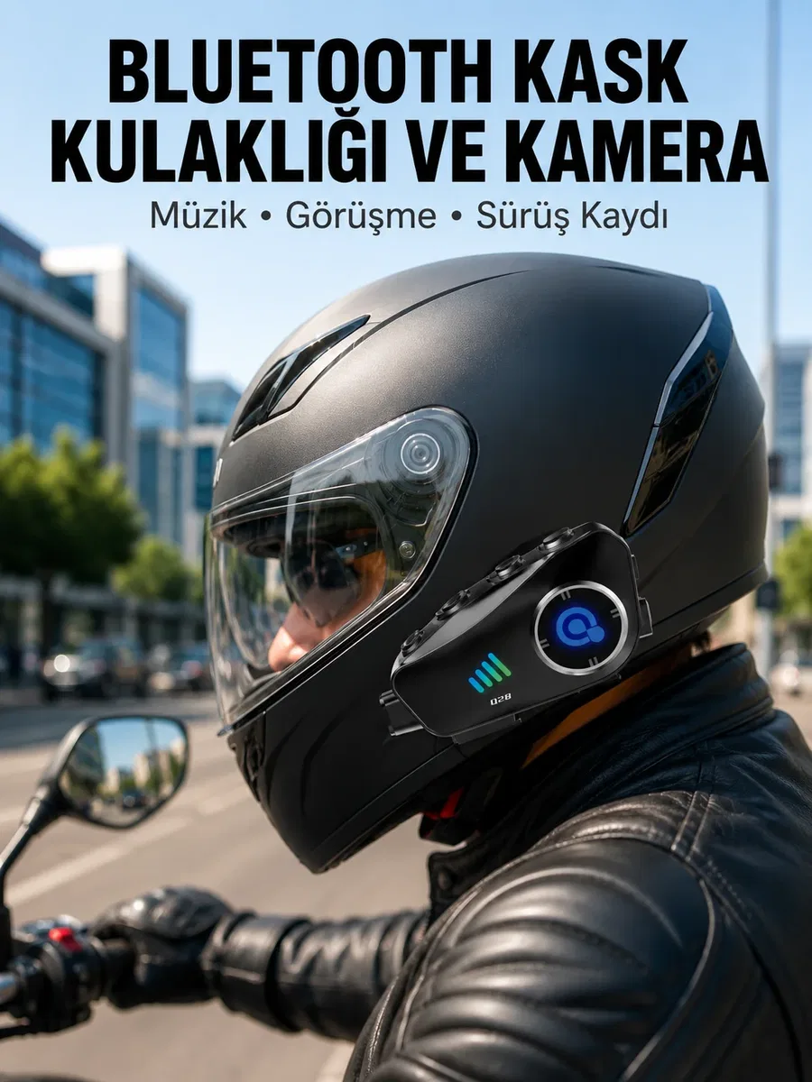 Q28 Kameralı Motosiklet Kask Kulaklık Bluetooth 5. 3 Su Geçirmez 1080P HD Yeni Nesil