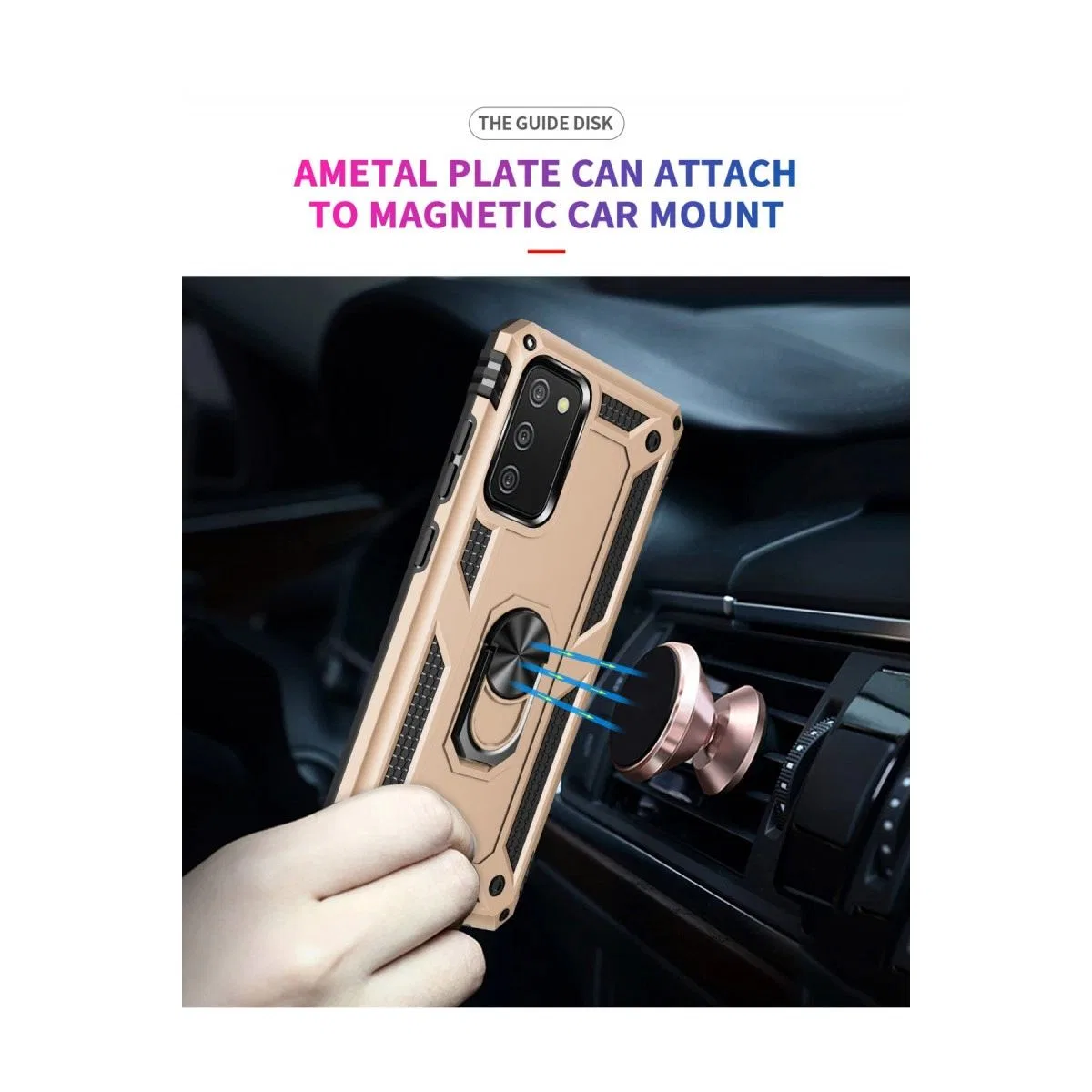 Samsung Galaxy A03s Kılıf Sofya Yüzüklü Silikon Kapak - Gold görsel 7