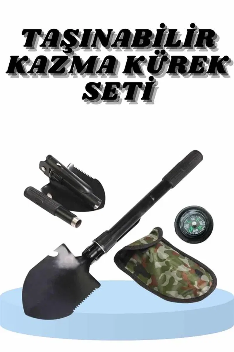 Çelik Katlanır Fonksiyonel Kamp Kazma Kürek Ve Kesme Aleti Seti Küçük Kazma Kürek Seti görsel 2