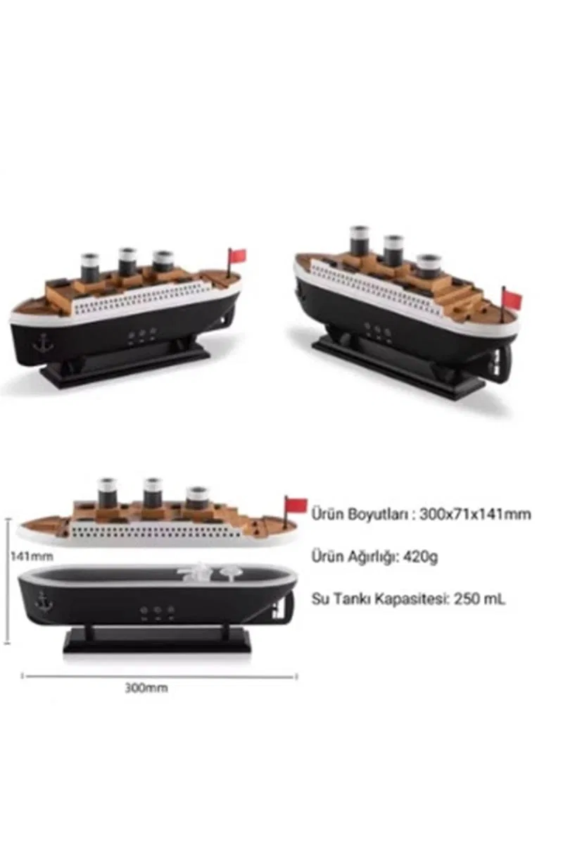 Titanic Gemi Hava Nemlendirici Işıklı Fonksiyonlu Buhar Makinesi Kumandalı görsel 5