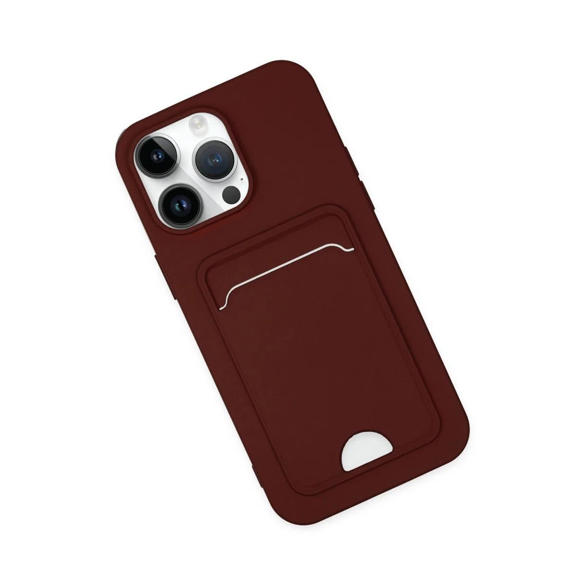 Apple İphone 14 Pro Kılıf Kelvin Kartvizitli Silikon - Bordo görsel 2