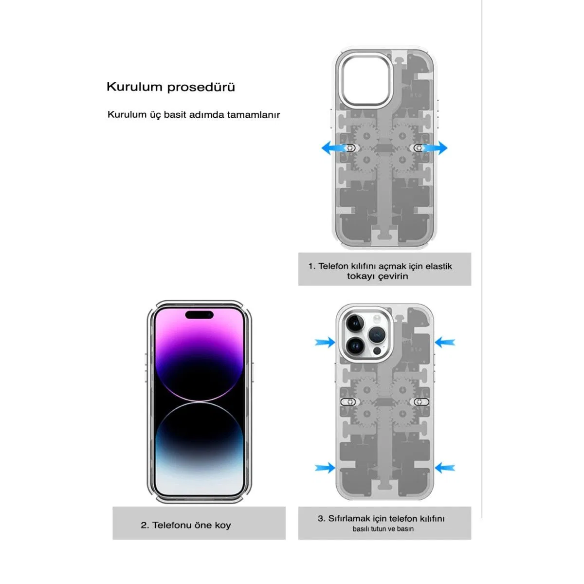 Apple İphone 14 Pro Kılıf Mekanik Bumper Kapak - Mavi görsel 4