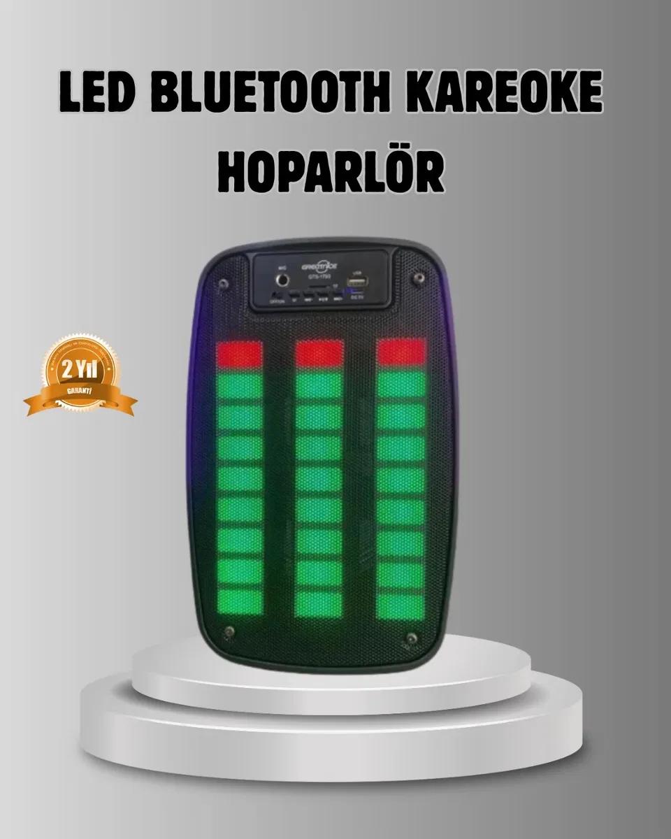 GTS 1793 Işıklı 6. 5 İnç Kablosuz Hoparlör Bluetooth, USB ve FM Özellikli