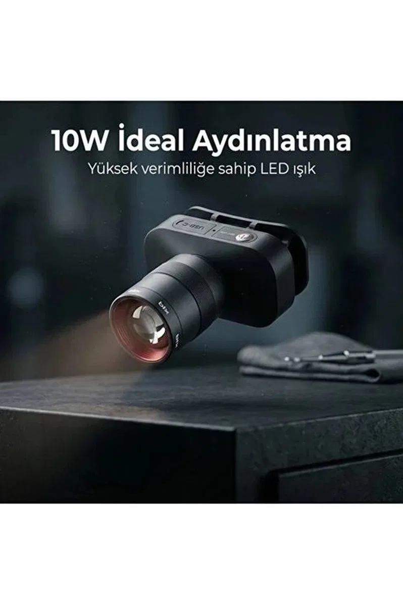Bxt1fl 10w Şarj Edilebilir Kafa Feneri 750 Lümen 2500mah 4 Işık Modlu Zoom Özellikli Led Kafa görsel 2