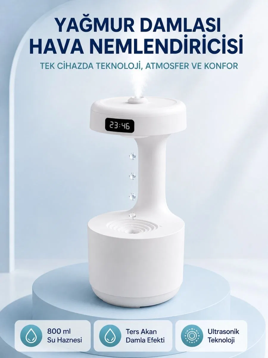 Anti Yerçekimi Su Damlası Hava Nemlendirici 800 Ml Ultrasonik Aroma Difüzör
