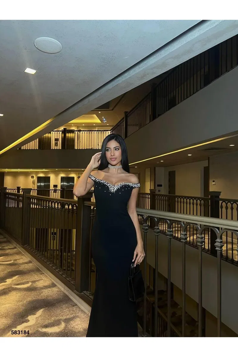 Kadın Modern Stil Mezuniyet Elbisesi Kalp Yaka Askılı Balık Kesim Abiye Elbise görsel 2