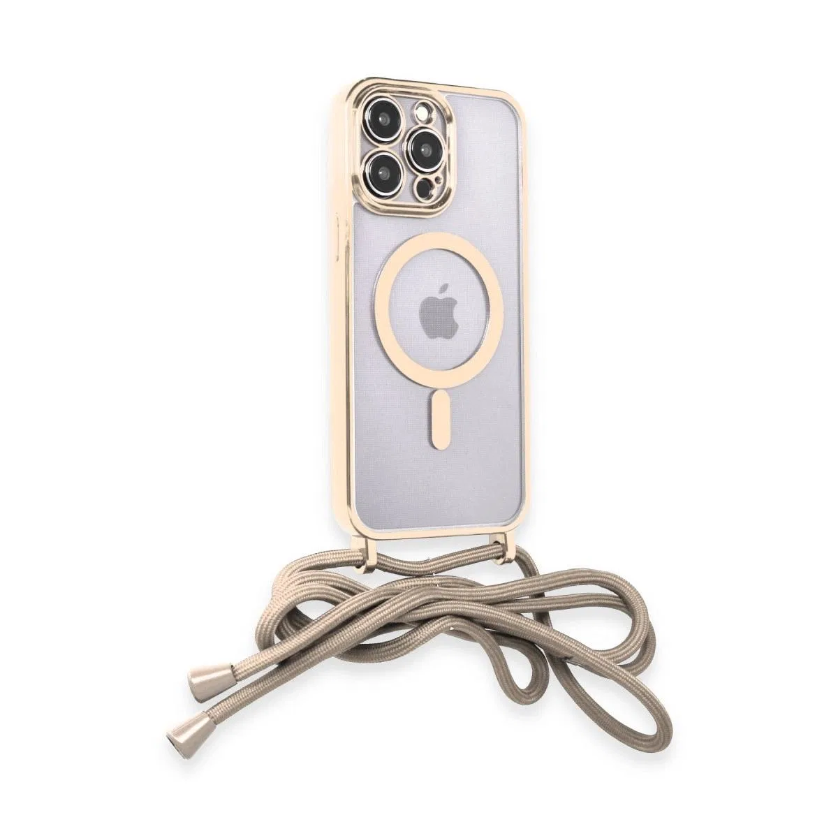 Apple İphone 12 Pro Max Kılıf Divo Lazer Askılı Magsafe Kapak - Gold görsel 2