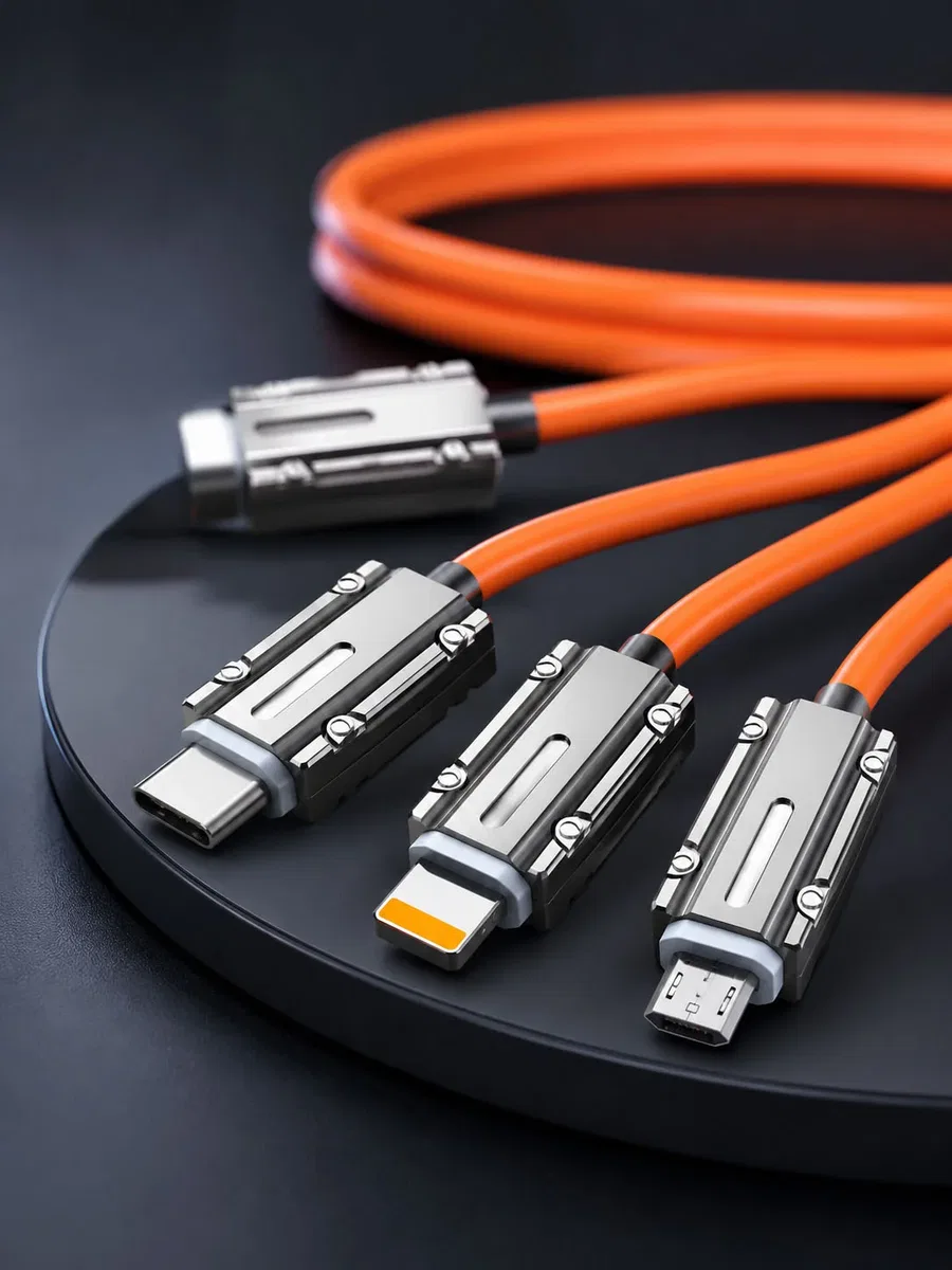 USB Type-C, Lightning ve Micro USB Uyumlu 3'ü 1 Arada Hızlı Şarj Kablosu görsel 5
