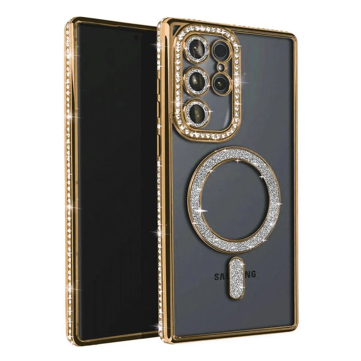 Samsung Galaxy S23 Ultra Joke Simli Magneticsafe Kılıf - Gold