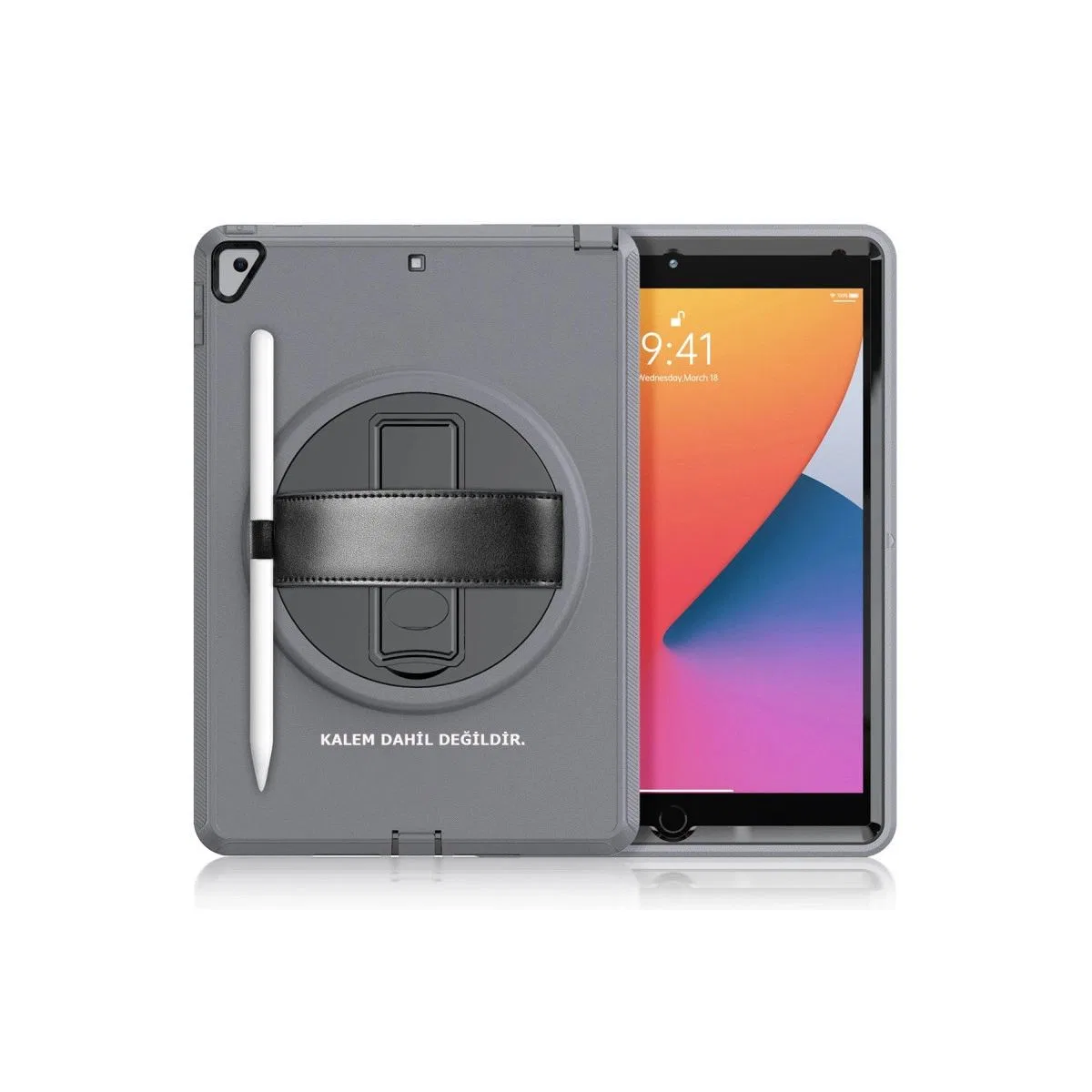 Apple İpad 10. 2 (7. nesil) Kılıf Hand Strap Tablet Kılıfı - Gri