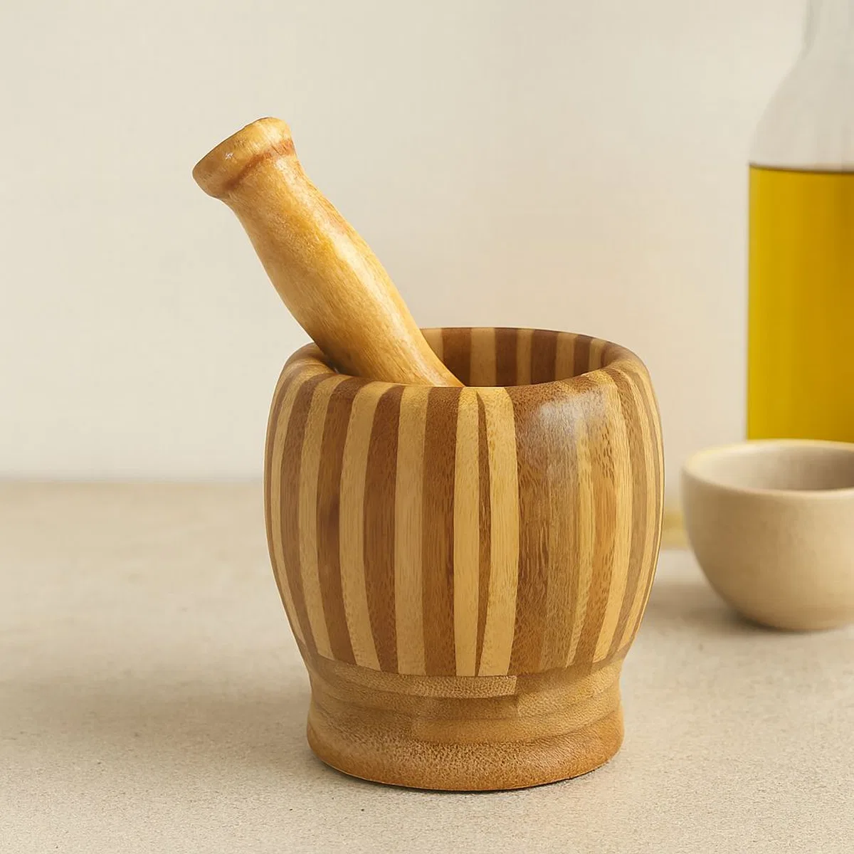 Bambu Ahşap Havan - Sarımsak Dövecek 8. 5x6. 8x10 cm