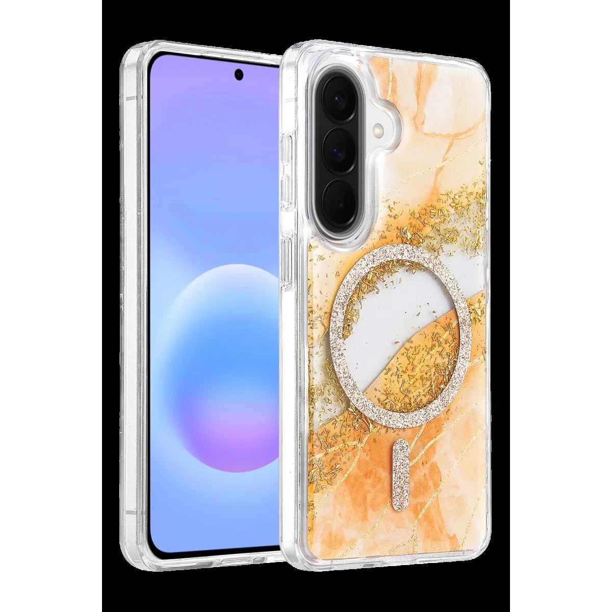 Onegif Samsung Galaxy A56 Lotus Simli Magsafe Kapak - Turuncu