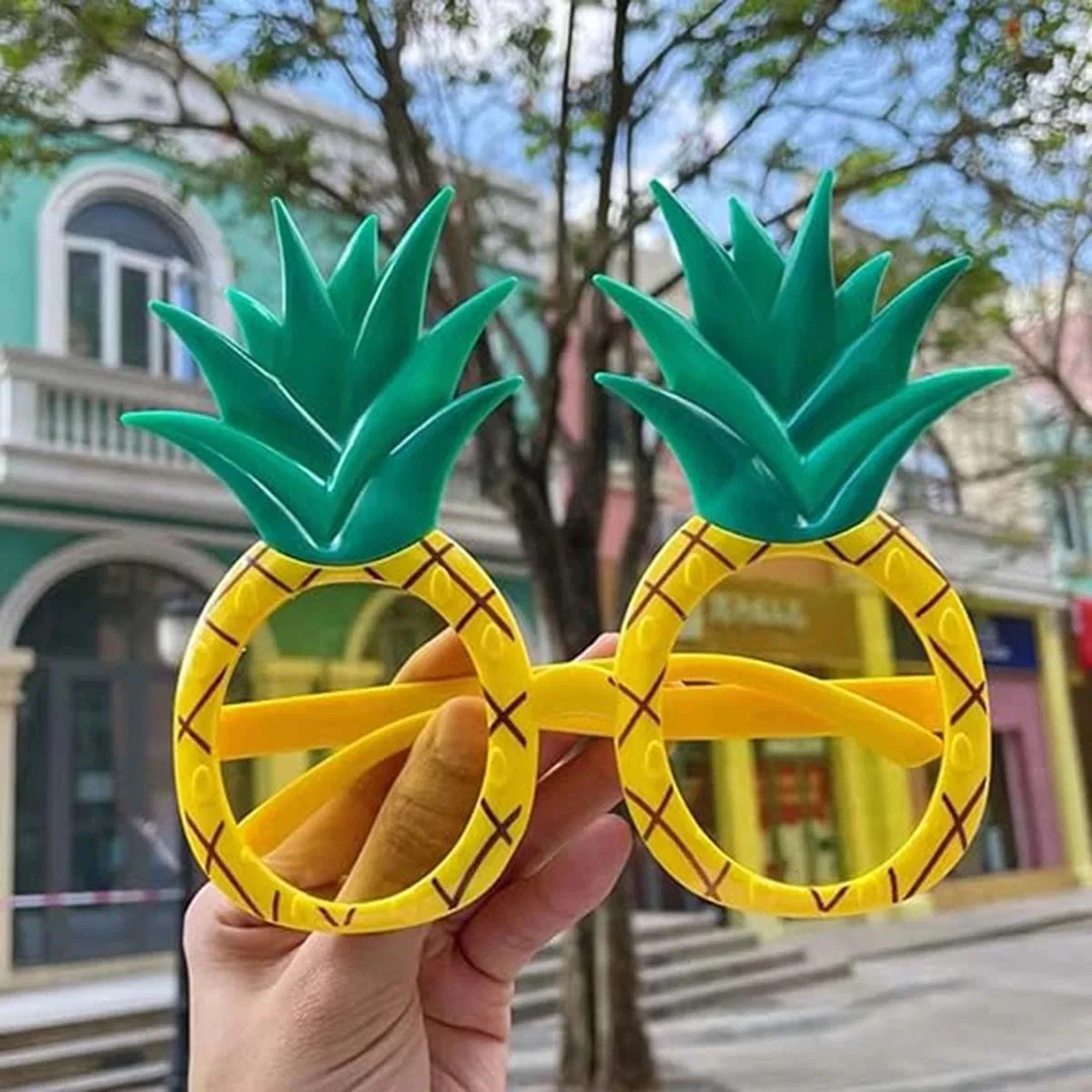 Tropikal Hawaii Ananas Şekilli Parti Gözlüğü 9. 5 X 14 Cm görsel 4