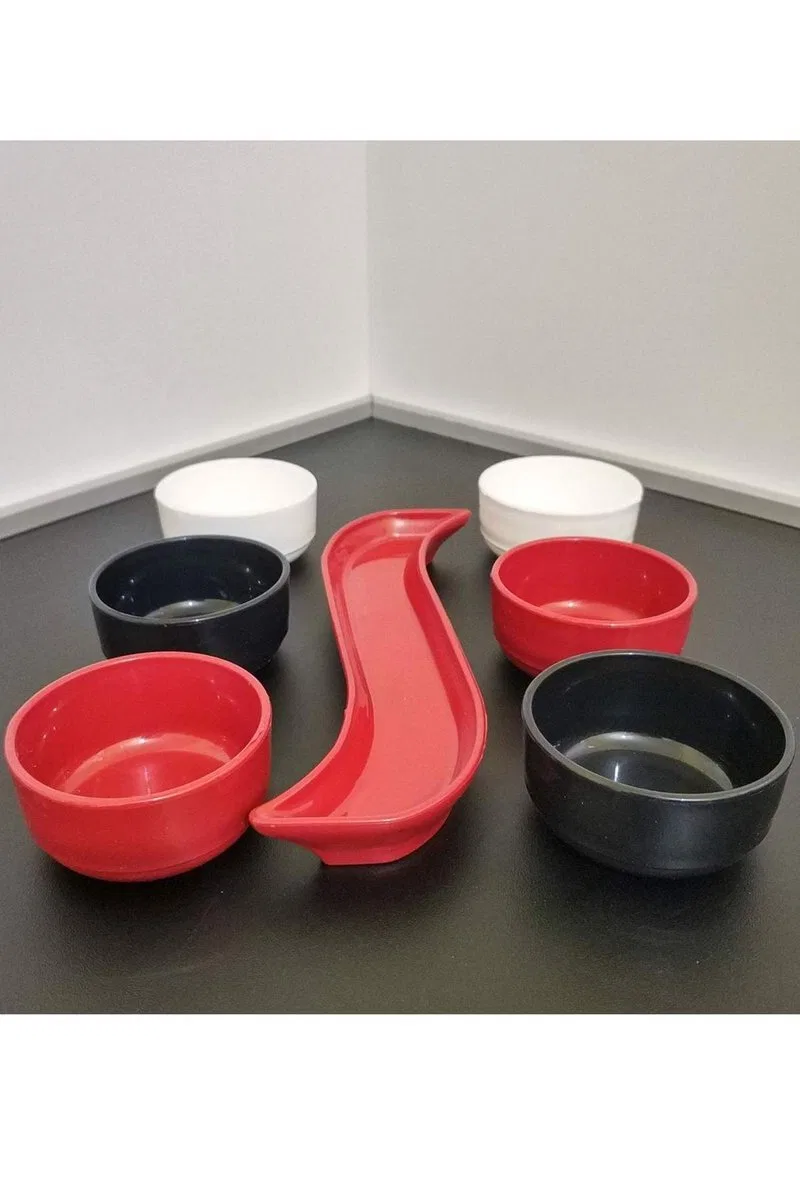 7 Parça Kahvaltı Seti Sosluk İftariyelik Çerezlik Kırılmaz Melamin Çap 7 cm görsel 2