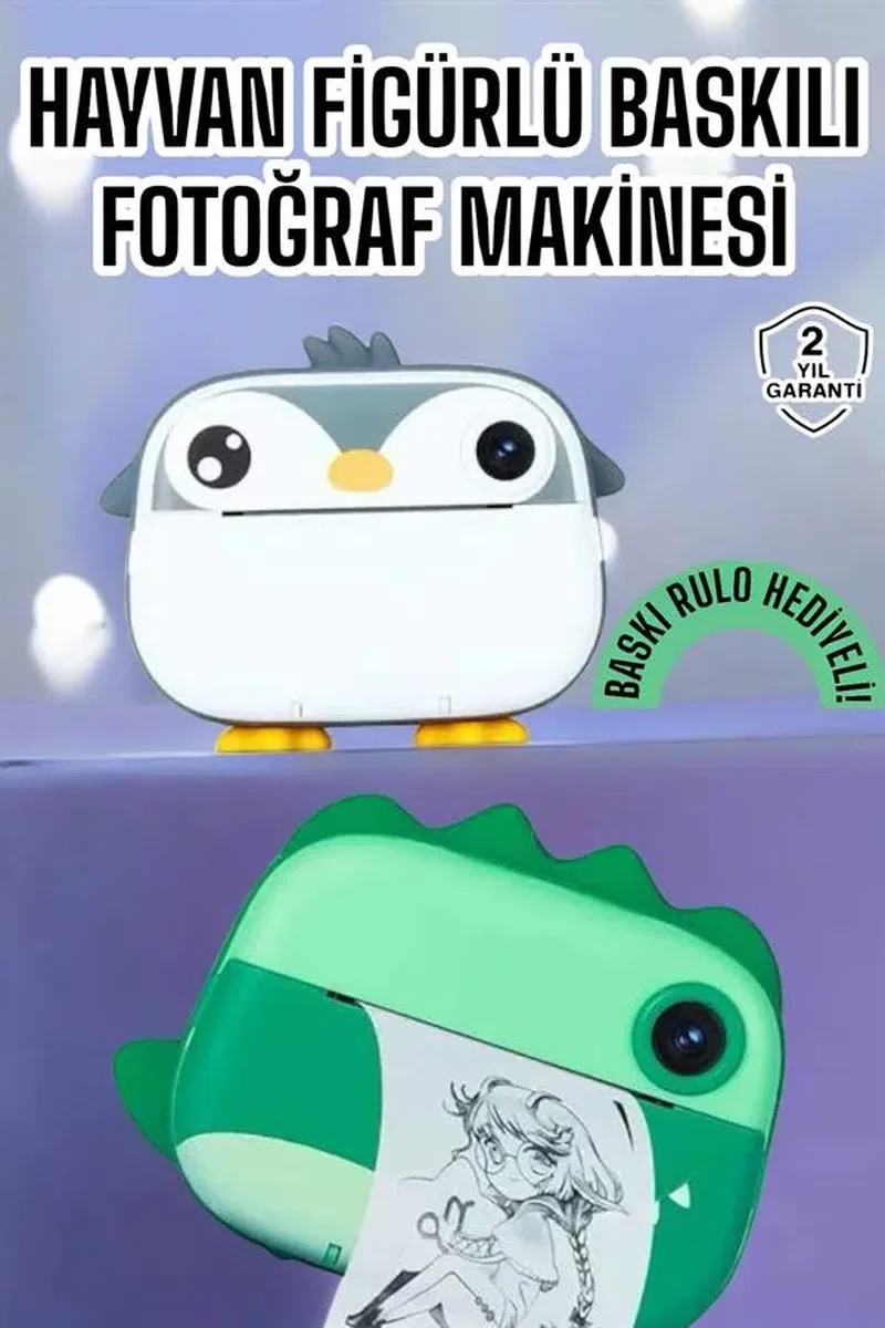 Çocuklar için Fotoğraf Makinesi Anlık Baskı Makinesi HD Görüntü Kalitesi görsel 2
