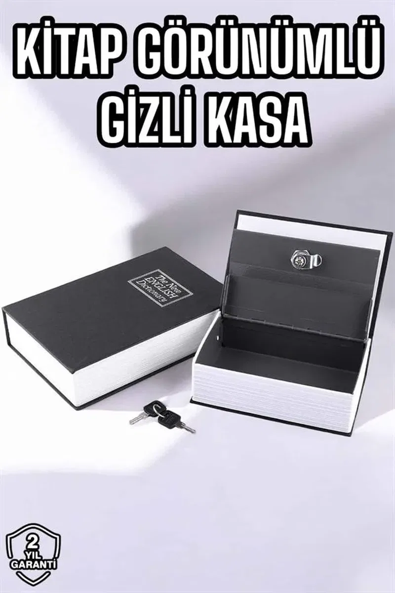 Büyük Boy Anahtarlı Kitap Görünümlü Gizli Kasa Çelik Kasa Altın Kasası görsel 2