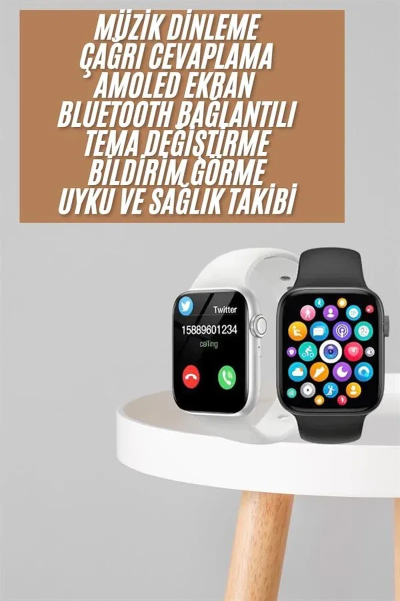 1. 83 İnç Akıllı Saat Android ve İOS Uyumlu Çağrı Cevaplayabilen Adımsayar GPS Takibi