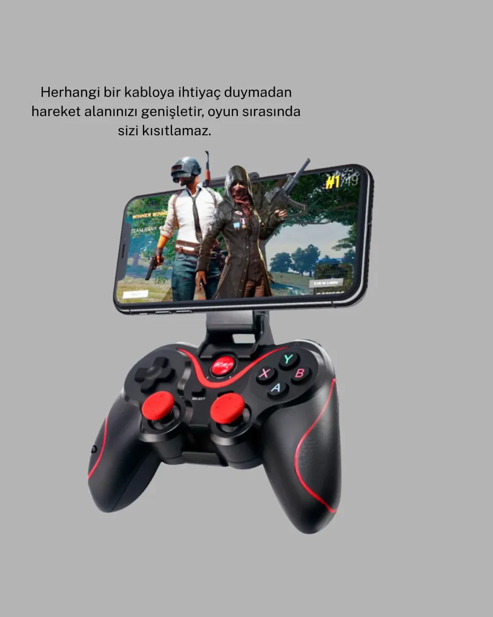 Bluetooth Gamepad Kablosuz Oyun Kumandası Tek Cihaz Destekli görsel 3