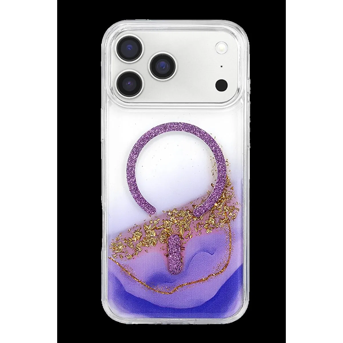 Onegif Apple İphone 17 Pro Max Lotus Simli Magsafe Kapak - Mor görsel 3